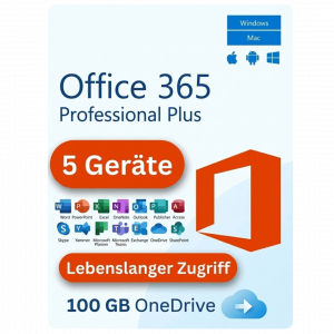 Office 365 Pro Plus – Lebenslanges Konto für 5 Geräte | Windows, Mac, iOS, Android