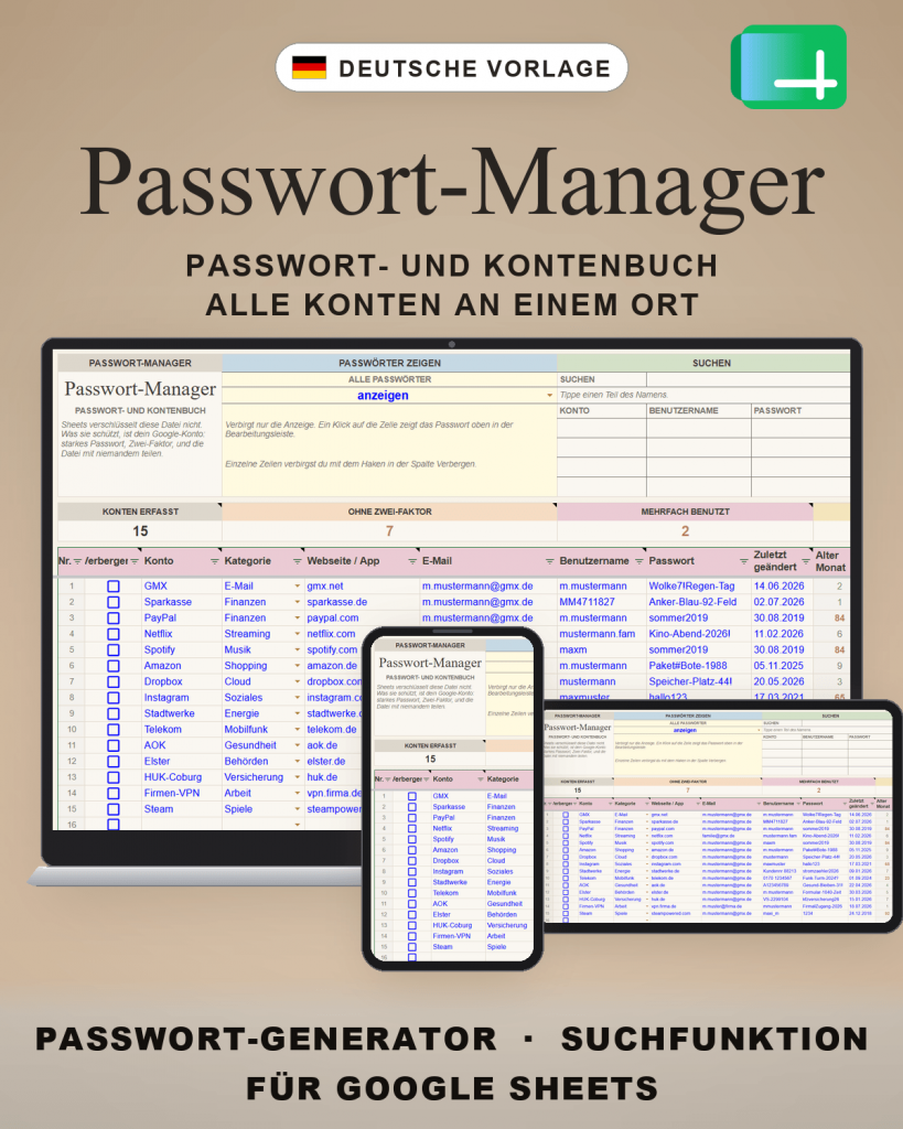 Passwort-Manager für Sheets