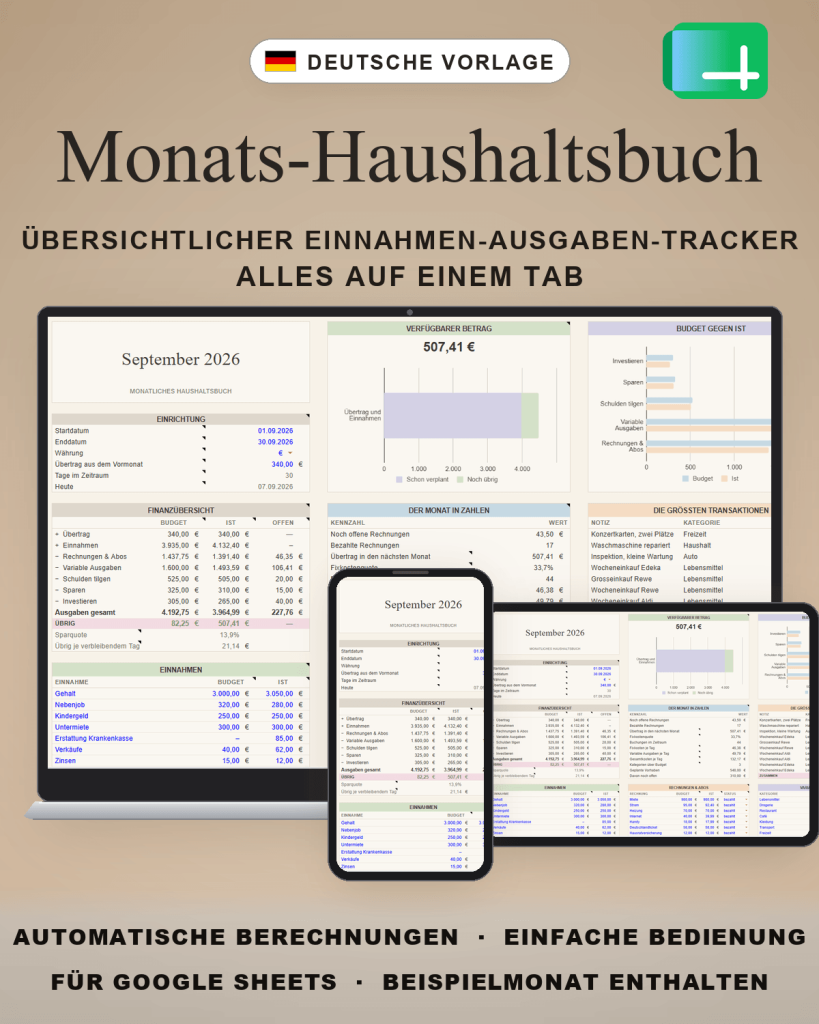 Monats Haushaltsbuch für Google Sheets